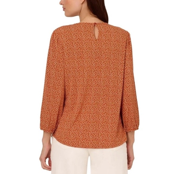 Adrianna Papell Women's Rust Floral Blouse NWOT - Picture 4 of 15